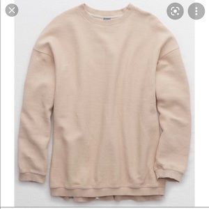 XS Aerie tan ribbed corded pullover tunic